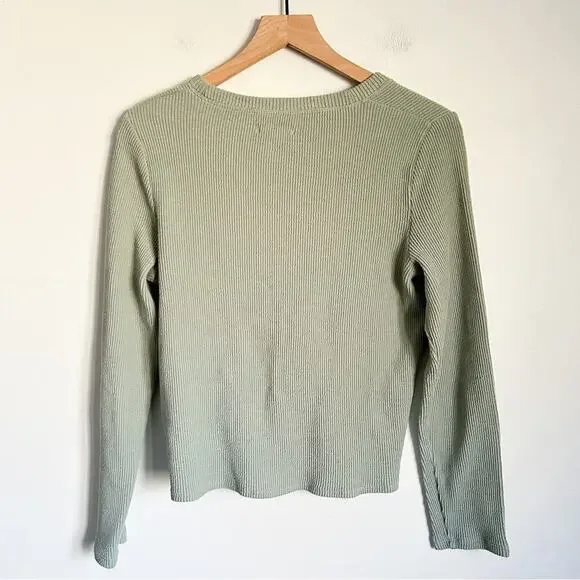 Madewell Elwood Knot Long Sleeve Crew Neck Top Green Size M - Picture 7 of 10
